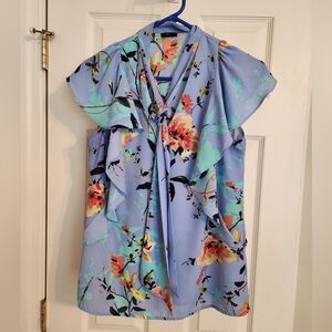 Romantic flutter sleeve and bow blouse